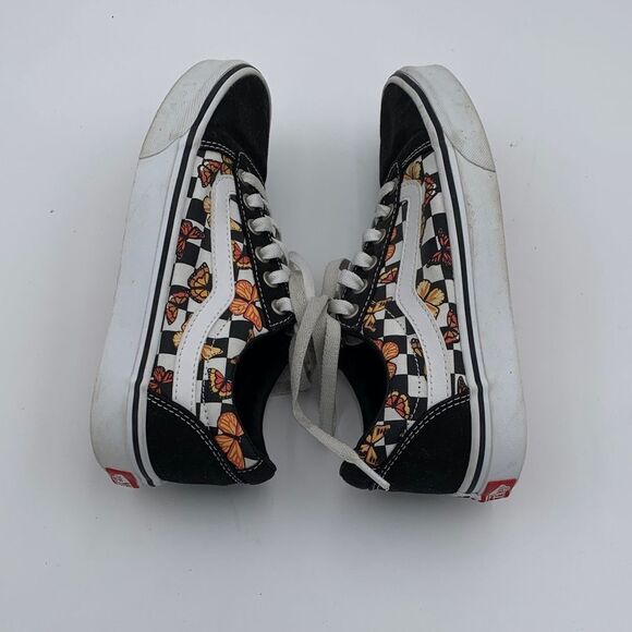 Vans classic black and white checkered with orange butterfly pint womans size 7 - Picture 7 of 10